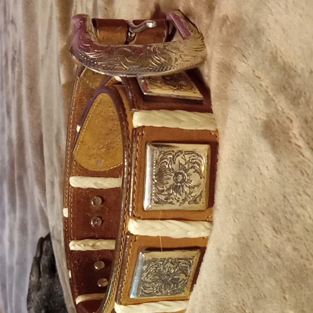 COPY - Vintage Tony Lama Leather & Silver Belt